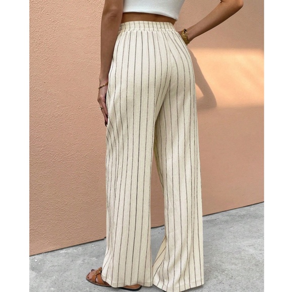 Striped Stretchy High Waisted Wide leg Trouser Pants - Picture 5 of 7